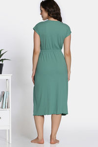 Zivame 2 Mile Fashion Knit Poly Mid Calf Length Nightdress - Granite Green — thumbnail 5